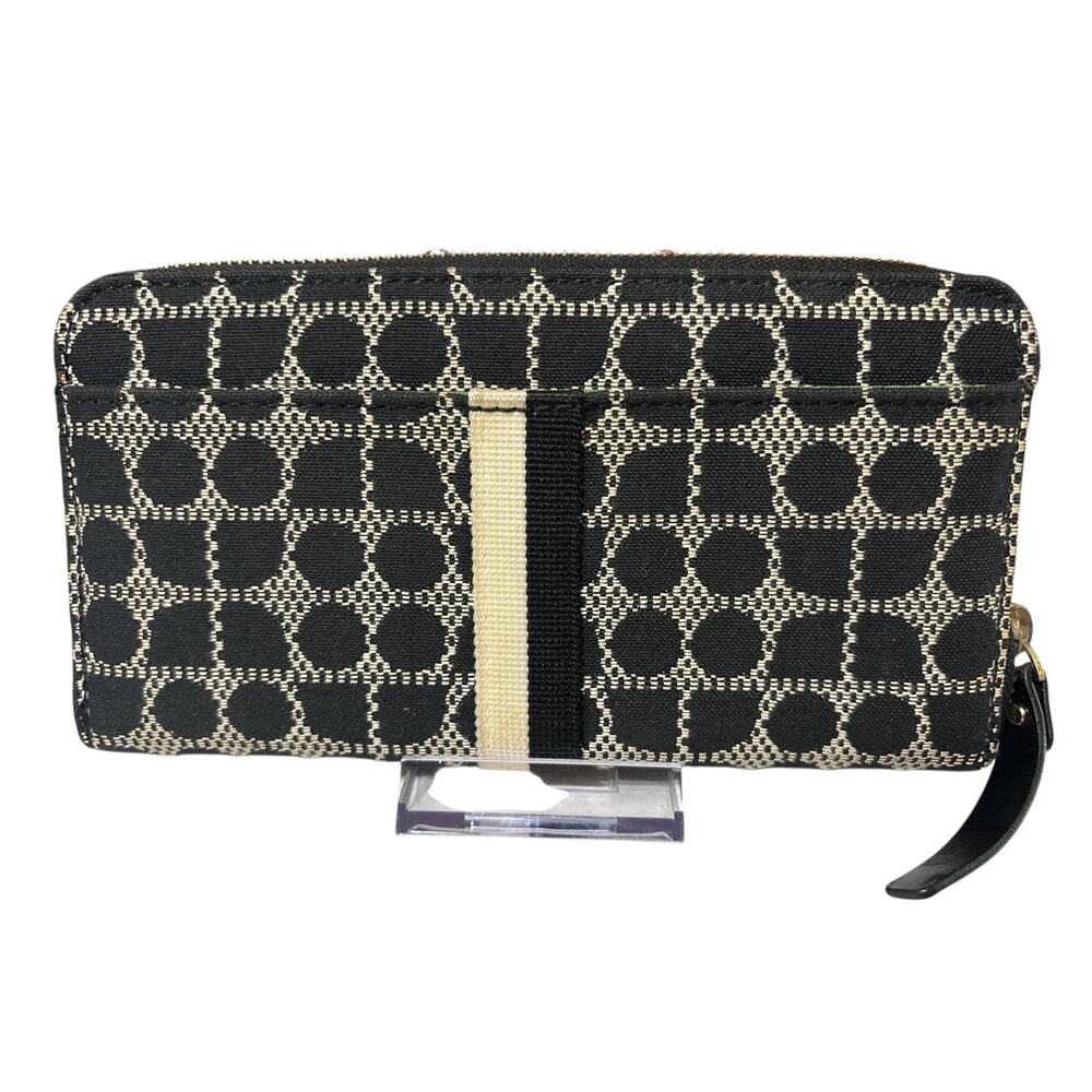 Kate Spade Neda Signature Canvas Black/White Street Noel Zip Around Wallet - Picture 3 of 6
